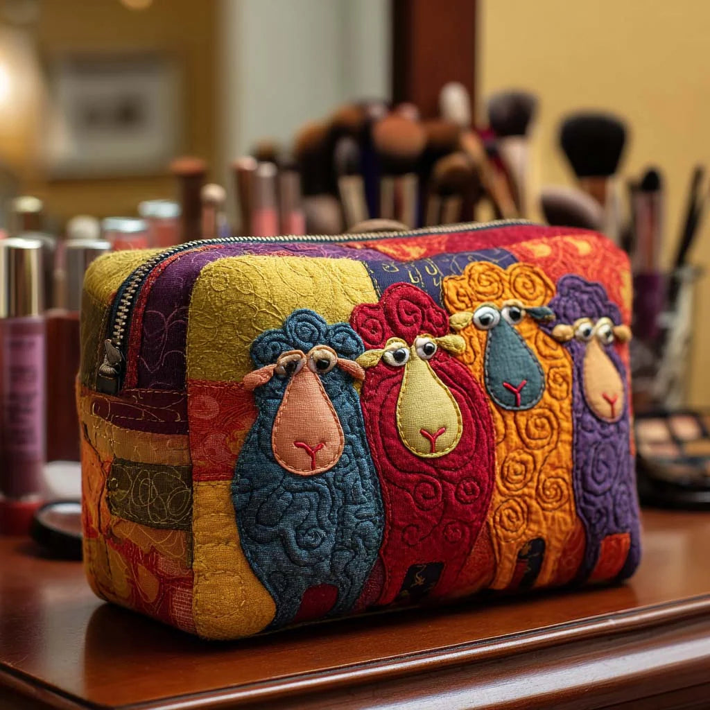 Cosmetic Bag Quilted Padded Zip-Around Travel Organizer