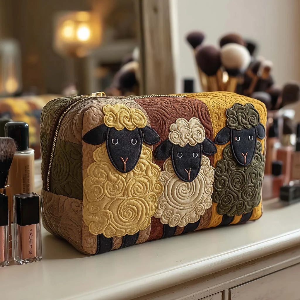 Cosmetic Bag Quilted Padded Zip-Around Travel Organizer