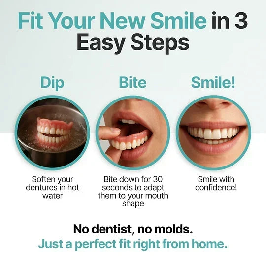 Cosmetic Denture Set Moldable Upper & Lower At-Home Fit