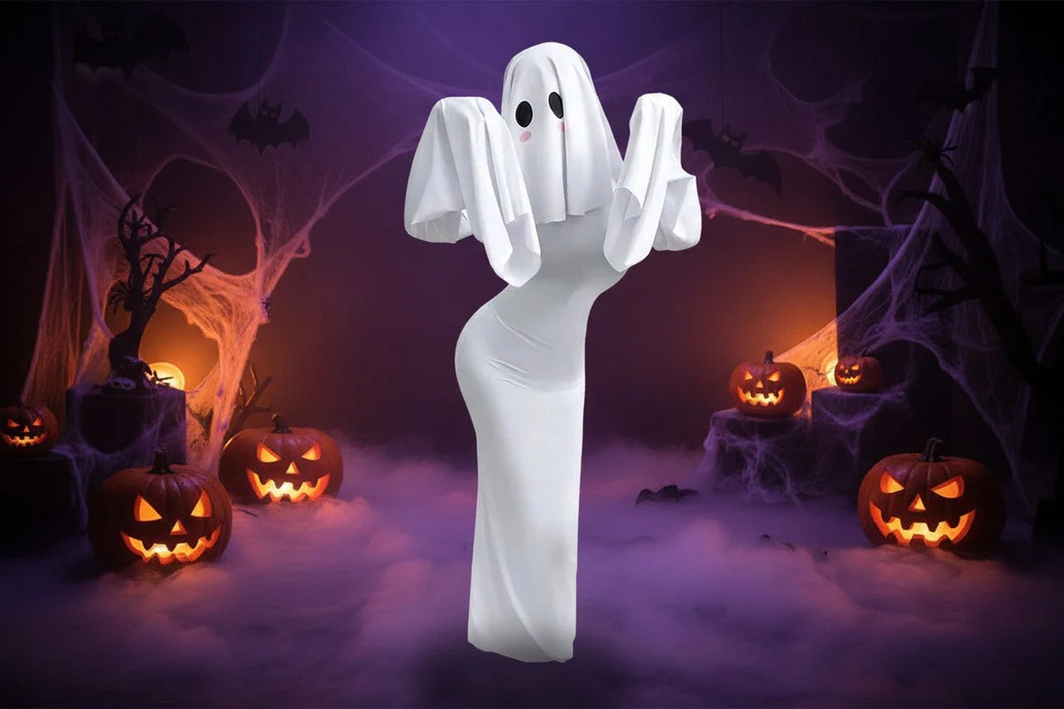 Cosplay Costume Ghost Bride Mask & Floor-Length Fitted Dress