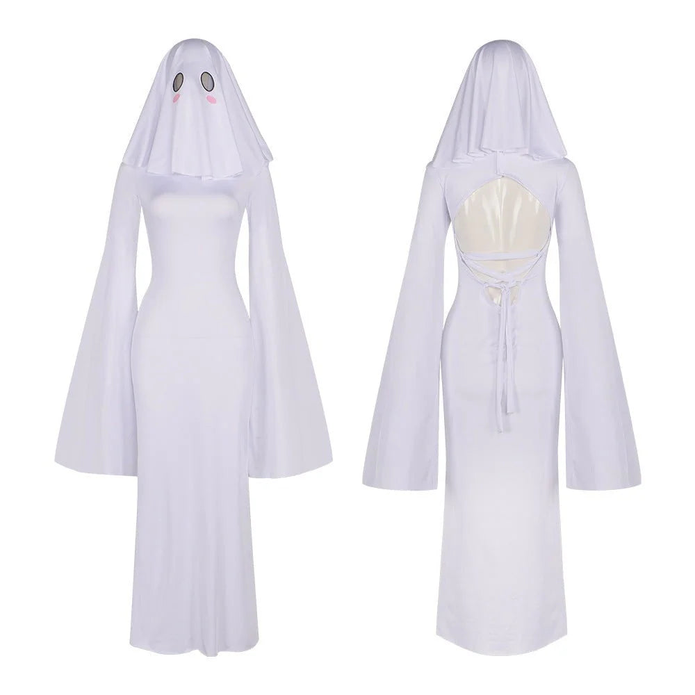Cosplay Costume Ghost Bride Mask & Floor-Length Fitted Dress