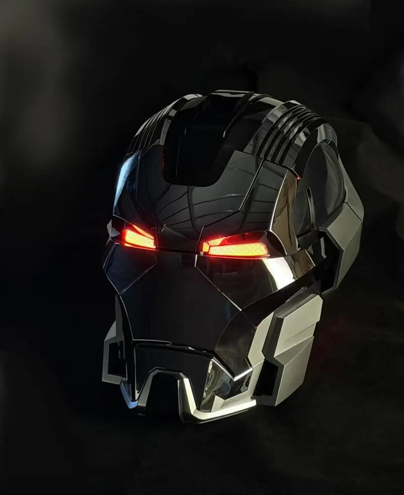 Cosplay Helmet Motorized Faceplate English Voice Control LED Eyes