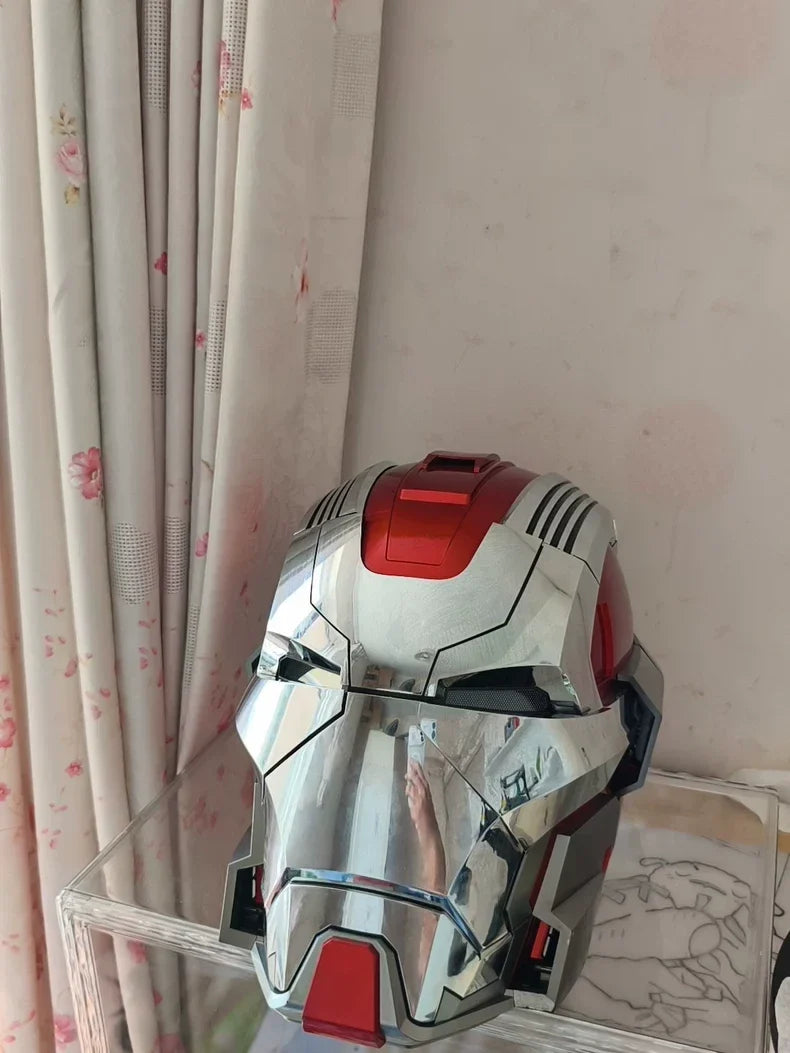 Cosplay Helmet Motorized Faceplate English Voice Control LED Eyes
