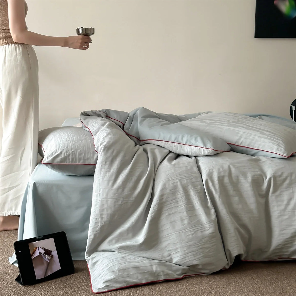 Cotton Bedding Set Finely Textured Satin-Matte Breathable
