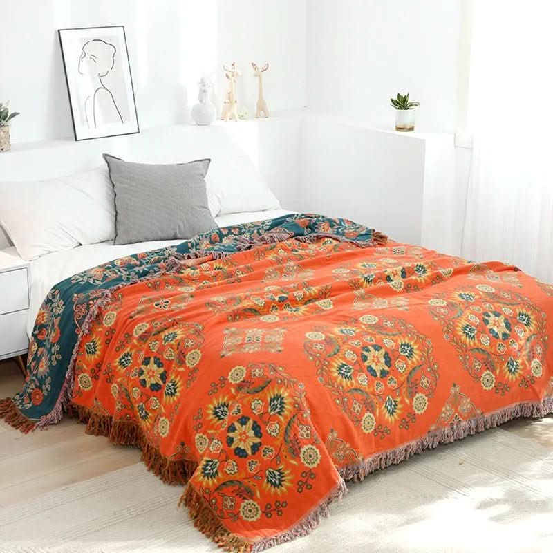 Cotton Throw Blanket Boho Style Soft Breathable Fabric