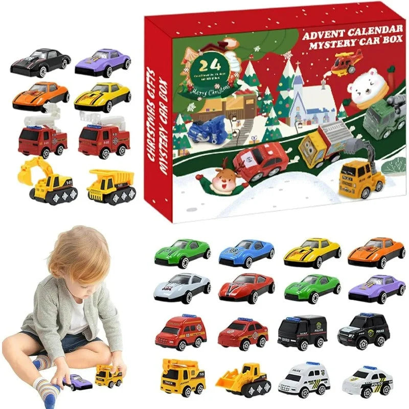 Countdown Calendar 24 Pull-Back Cars Battery-Free