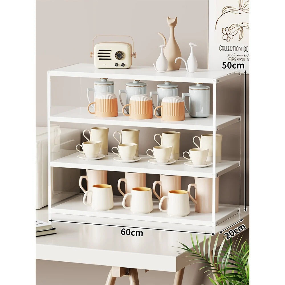 Countertop Organizer Rack Multi-Tier Wood-Look Shelves Space-Saving