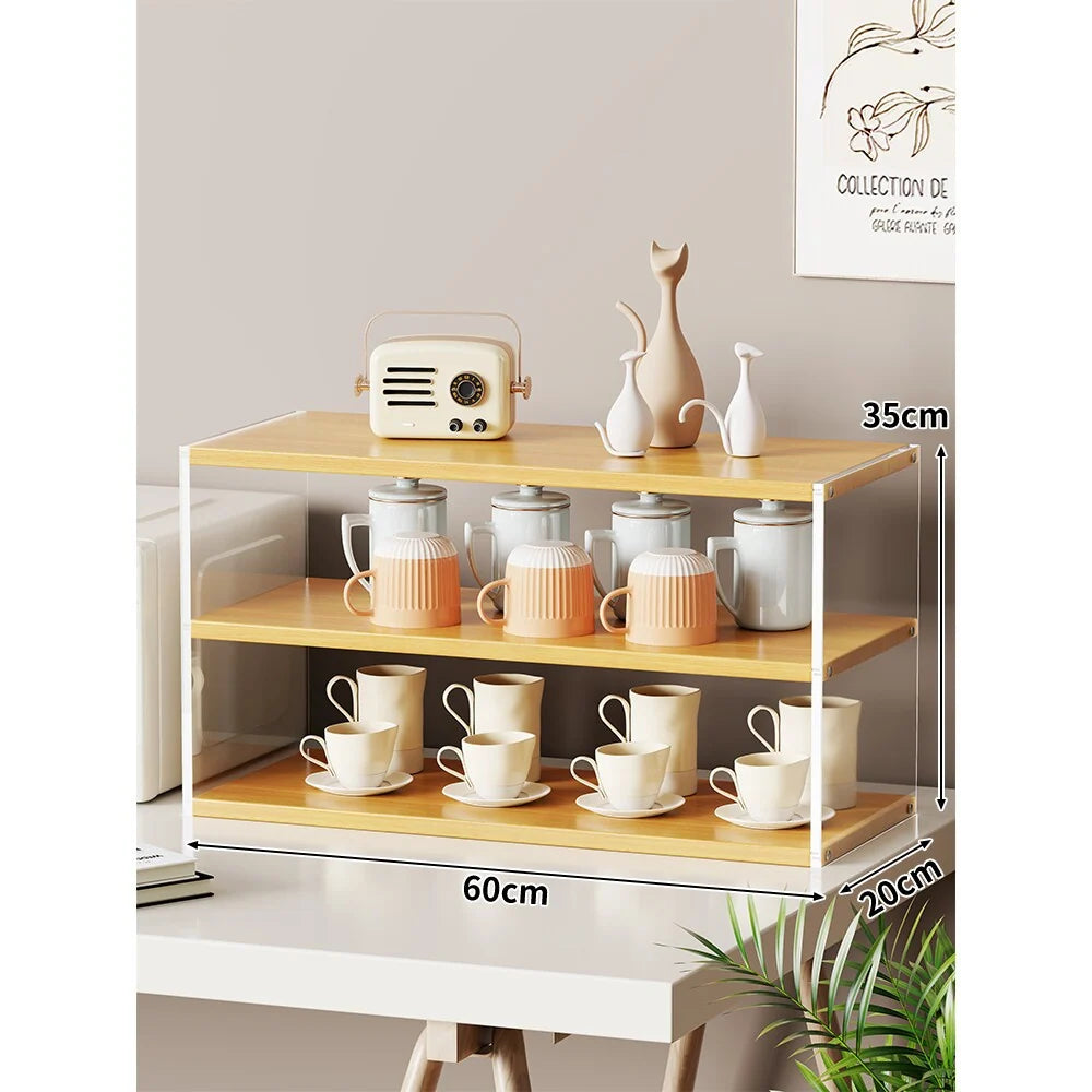 Countertop Organizer Rack Multi-Tier Wood-Look Shelves Space-Saving
