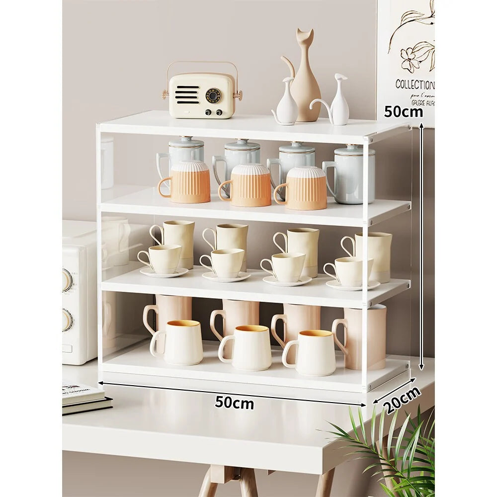 Countertop Organizer Rack Multi-Tier Wood-Look Shelves Space-Saving