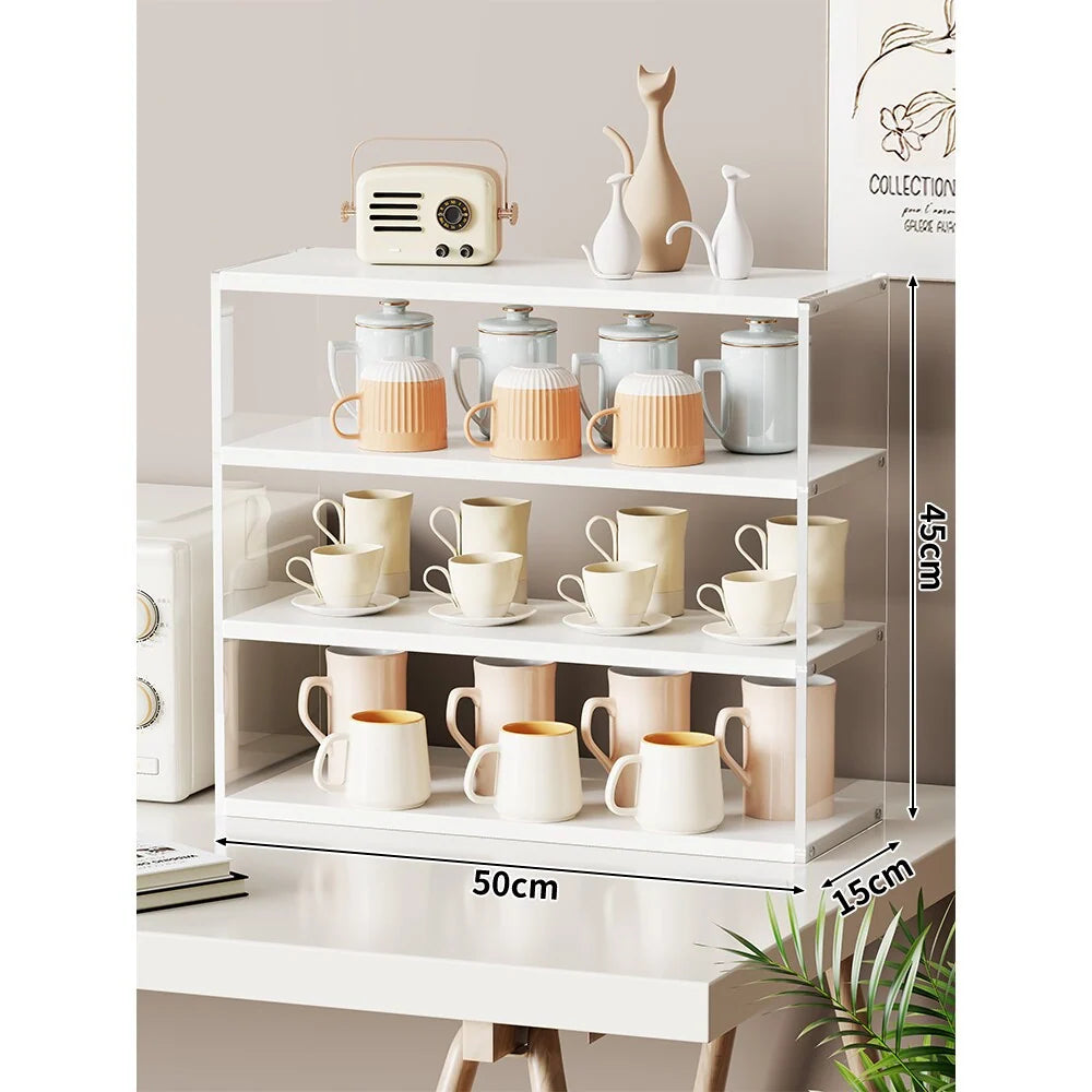 Countertop Organizer Rack Multi-Tier Wood-Look Shelves Space-Saving