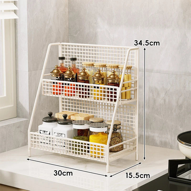 Countertop Organizer Shelf Three-Tier Metal Mesh Space-Saving