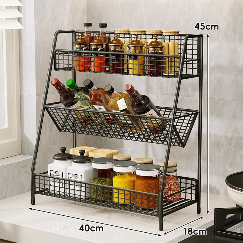 Countertop Organizer Shelf Three-Tier Metal Mesh Space-Saving