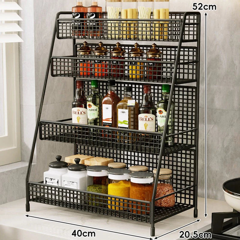 Countertop Organizer Shelf Three-Tier Metal Mesh Space-Saving