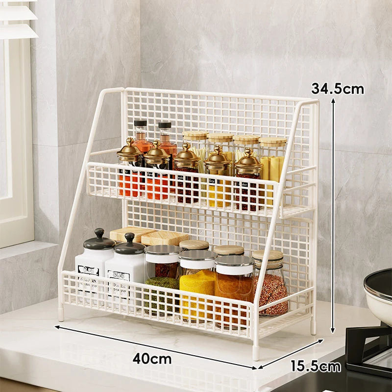 Countertop Organizer Shelf Three-Tier Metal Mesh Space-Saving
