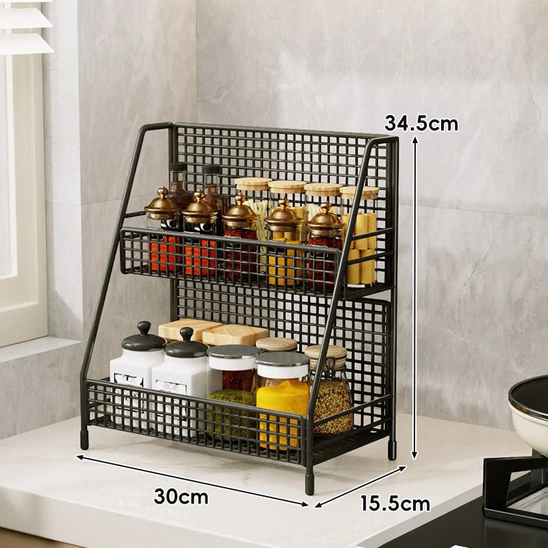 Countertop Organizer Shelf Three-Tier Metal Mesh Space-Saving