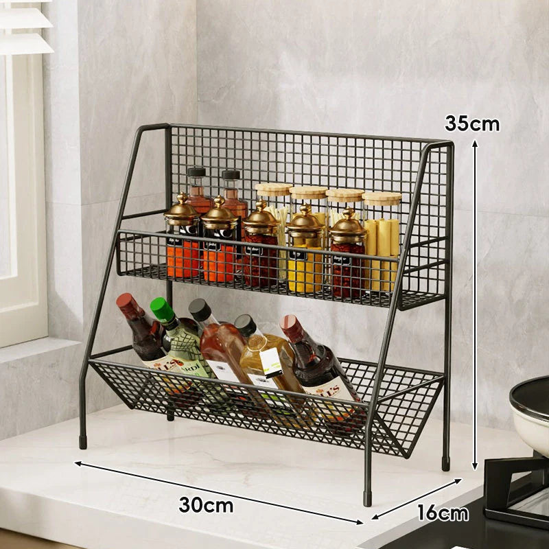 Countertop Organizer Shelf Three-Tier Metal Mesh Space-Saving