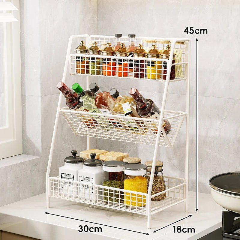 Countertop Organizer Shelf Three-Tier Metal Mesh Space-Saving