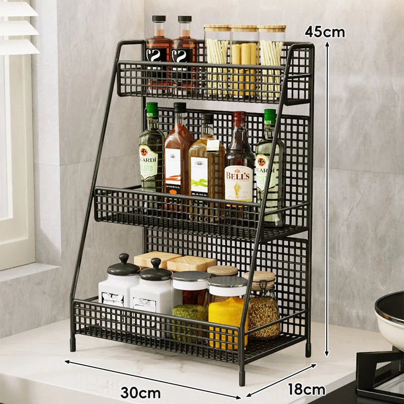 Countertop Organizer Shelf Three-Tier Metal Mesh Space-Saving