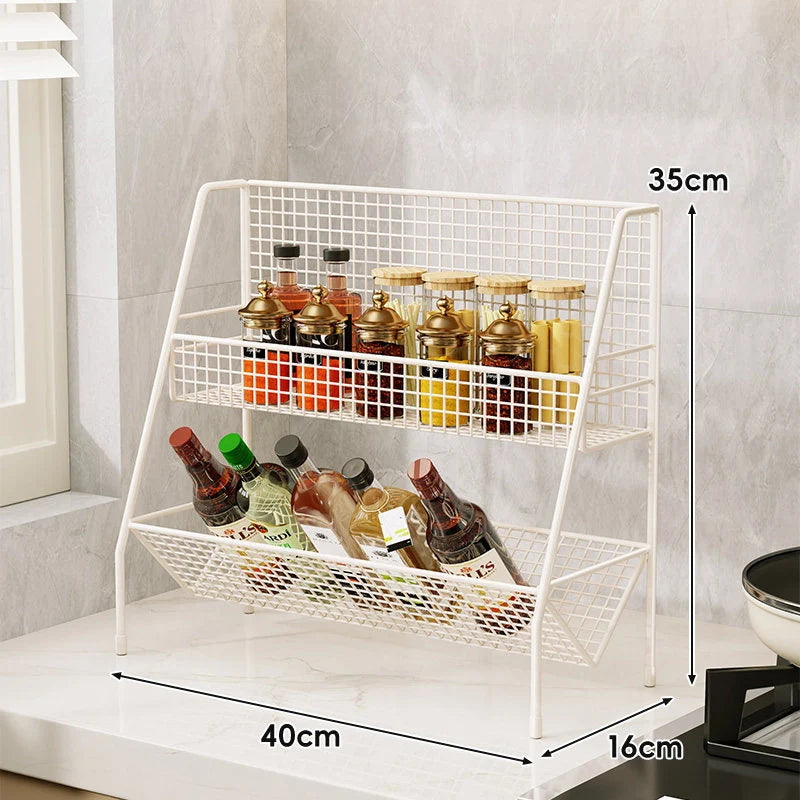 Countertop Organizer Shelf Three-Tier Metal Mesh Space-Saving