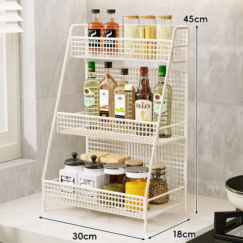 Countertop Organizer Shelf Three-Tier Metal Mesh Space-Saving
