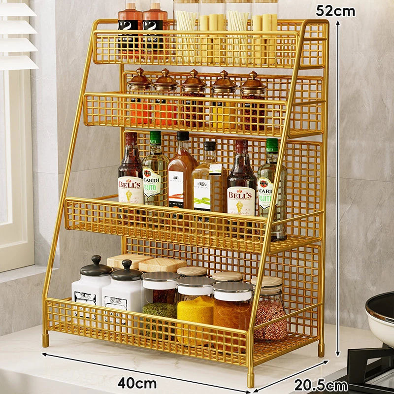 Countertop Organizer Shelf Three-Tier Metal Mesh Space-Saving