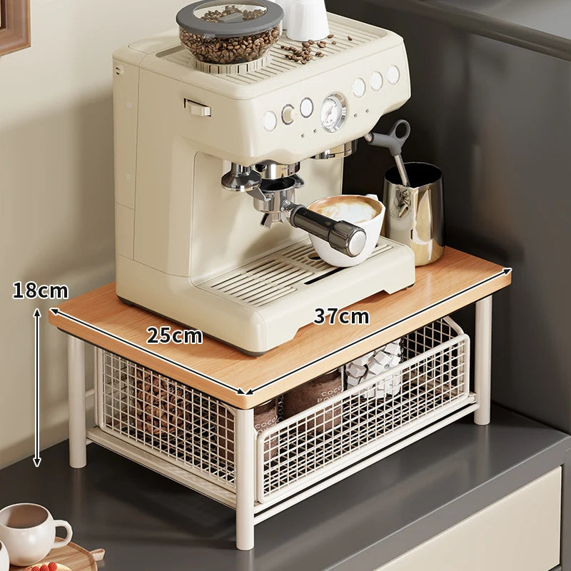 Countertop Organizer Wooden Top Slide-Out Wire Baskets