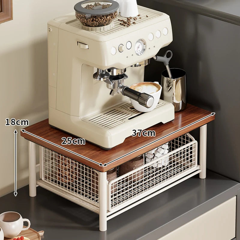 Countertop Organizer Wooden Top Slide-Out Wire Baskets