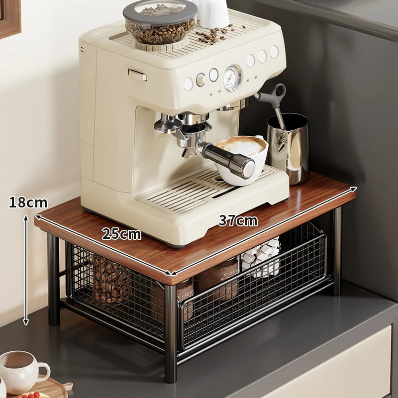 Countertop Organizer Wooden Top Slide-Out Wire Baskets