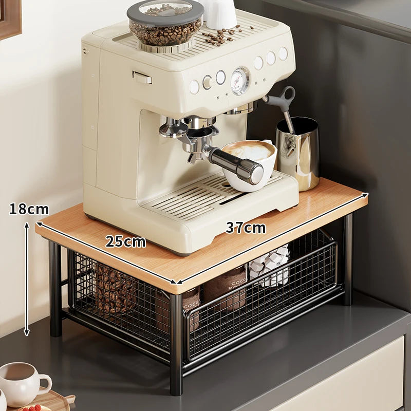 Countertop Organizer Wooden Top Slide-Out Wire Baskets