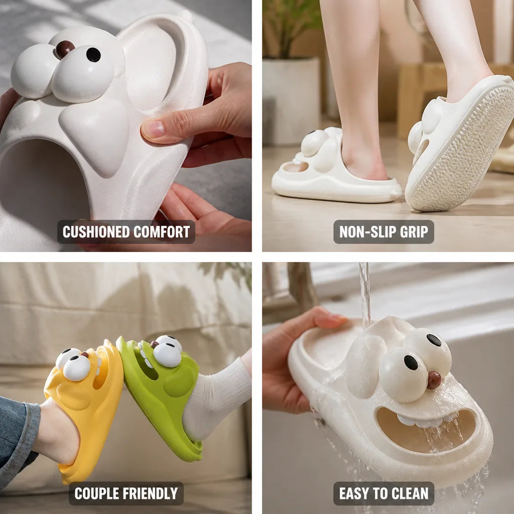 Couples Slippers Cushioned Sole & Non-Slip Tongue Design