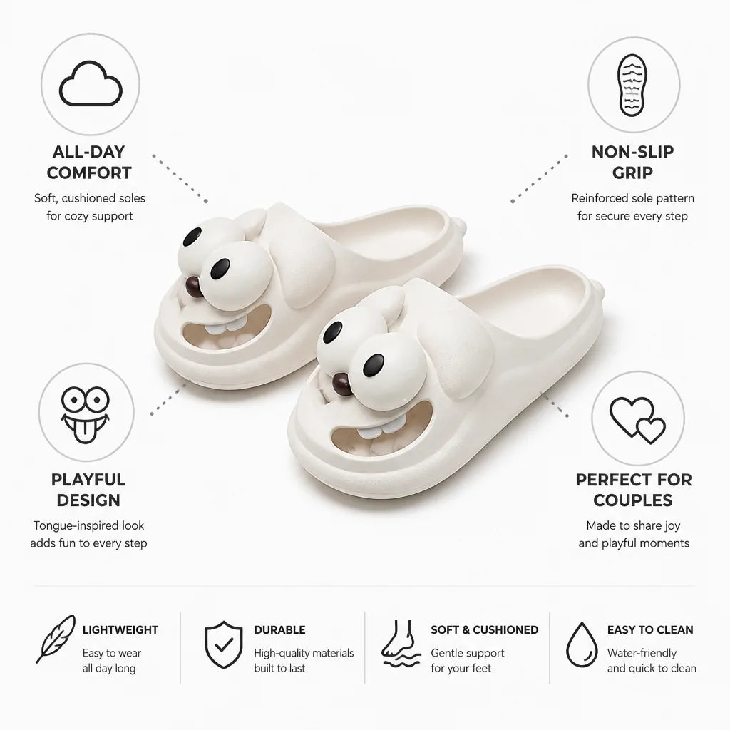 Couples Slippers Cushioned Sole & Non-Slip Tongue Design
