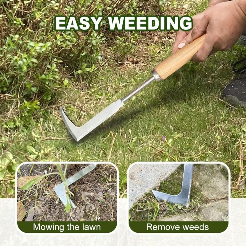 Crack Weeding Tool Stainless Steel L-Shaped Blade Beech Wood Handle