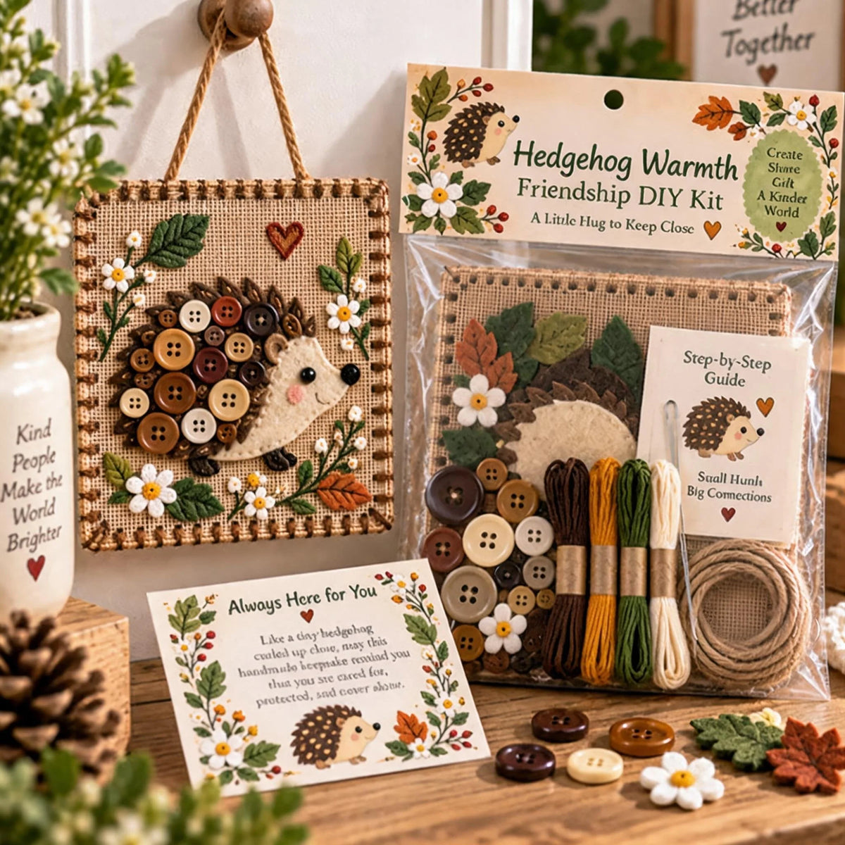 Craft Kit Button & Felt Embroidery Wall Hanging