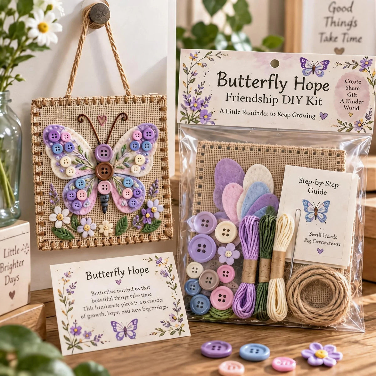 Craft Kit Button & Felt Embroidery Wall Hanging