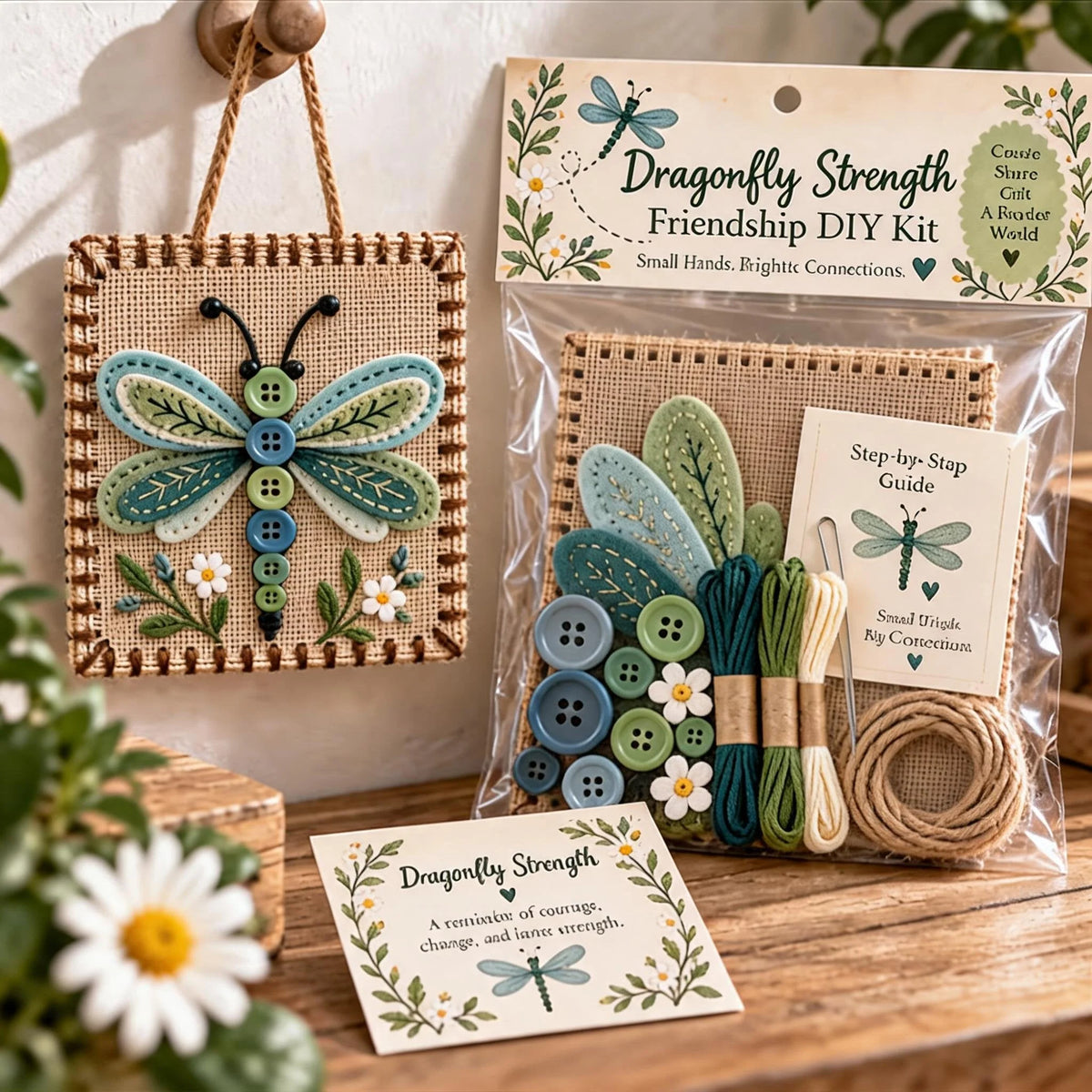 Craft Kit Button & Felt Embroidery Wall Hanging