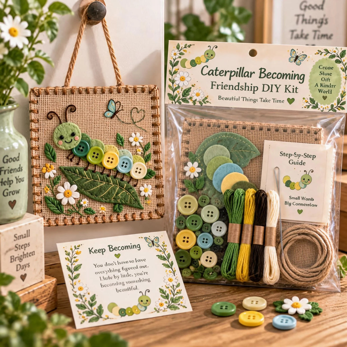 Craft Kit Button & Felt Embroidery Wall Hanging