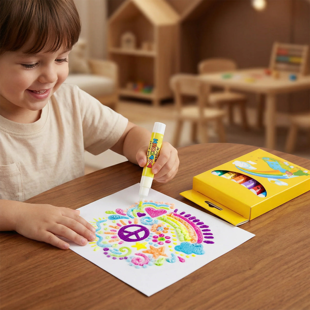 Crayons Raised 3D Popcorn Texture Washable & Multi-Surface