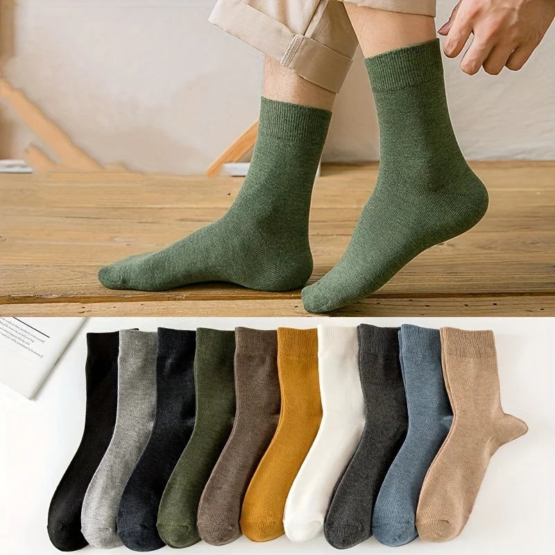 Crew Socks Cotton Blend Set of 10 Pairs Breathable Ribbed Cuffs