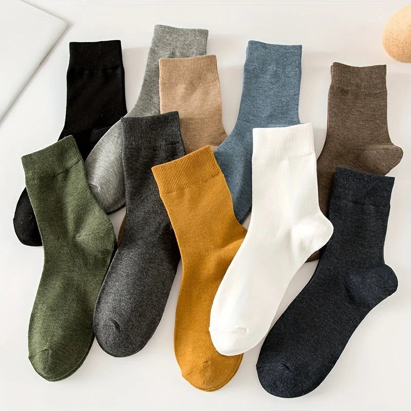 Crew Socks Cotton Blend Set of 10 Pairs Breathable Ribbed Cuffs