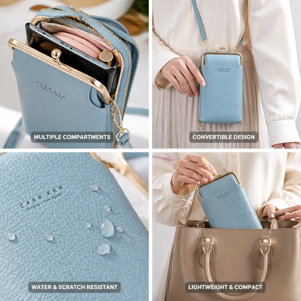 Crossbody Bag Convertible Matte Faux Leather Multiple Compartments