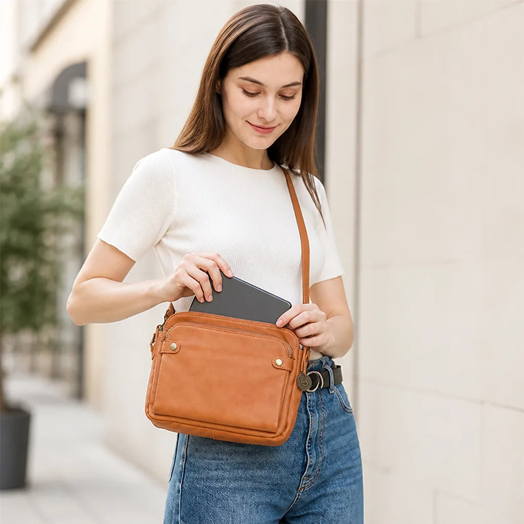 Crossbody Bag Convertible PU Leather Fits 9.7-Inch Tablet