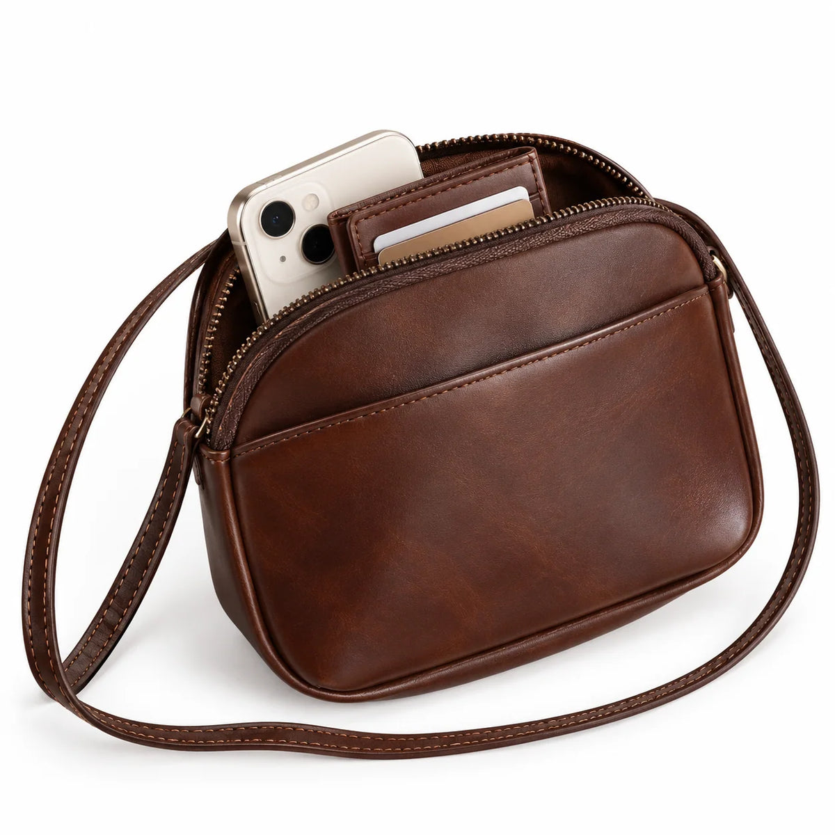 Crossbody Bag Suede Cylinder Zip-Top Compact Shape