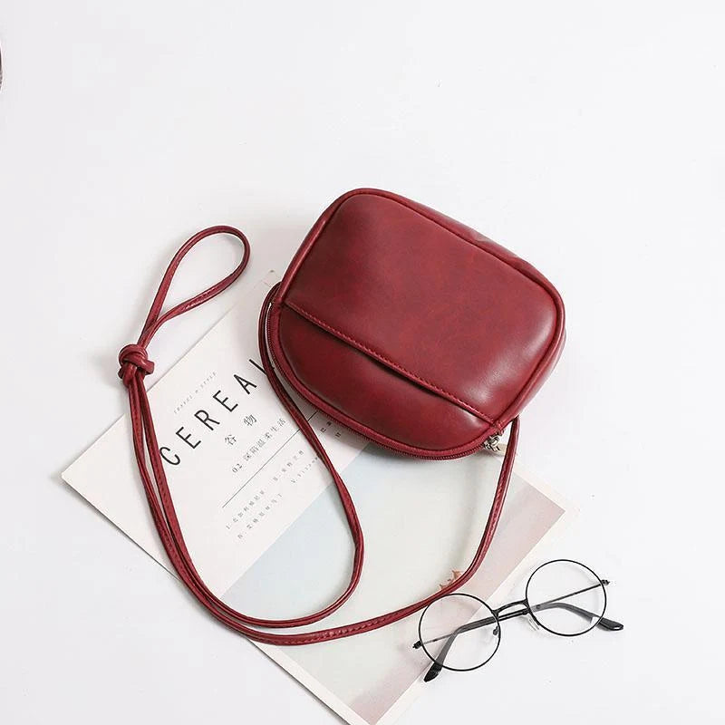 Crossbody Bag Suede Cylinder Zip-Top Compact Shape