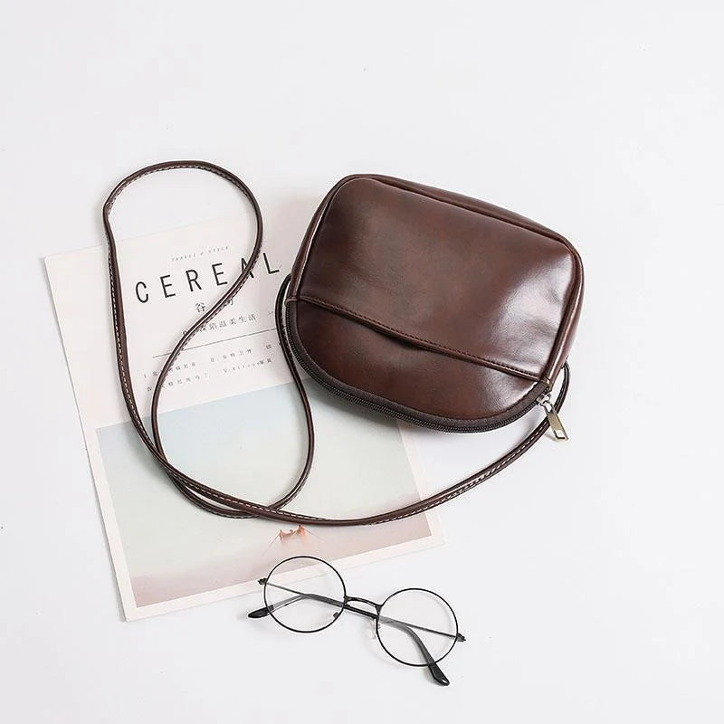Crossbody Bag Suede Cylinder Zip-Top Compact Shape