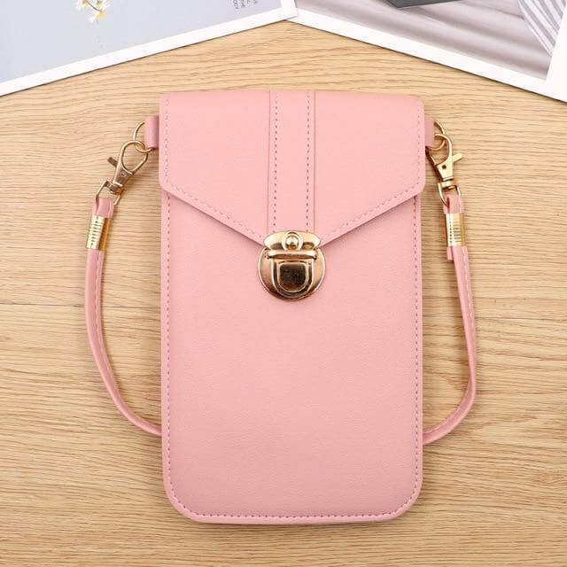 Crossbody Phone Bag PU Leather Clear Touchscreen Window