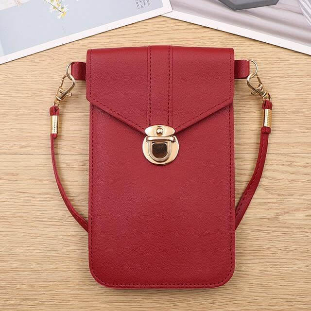 Crossbody Phone Bag PU Leather Clear Touchscreen Window