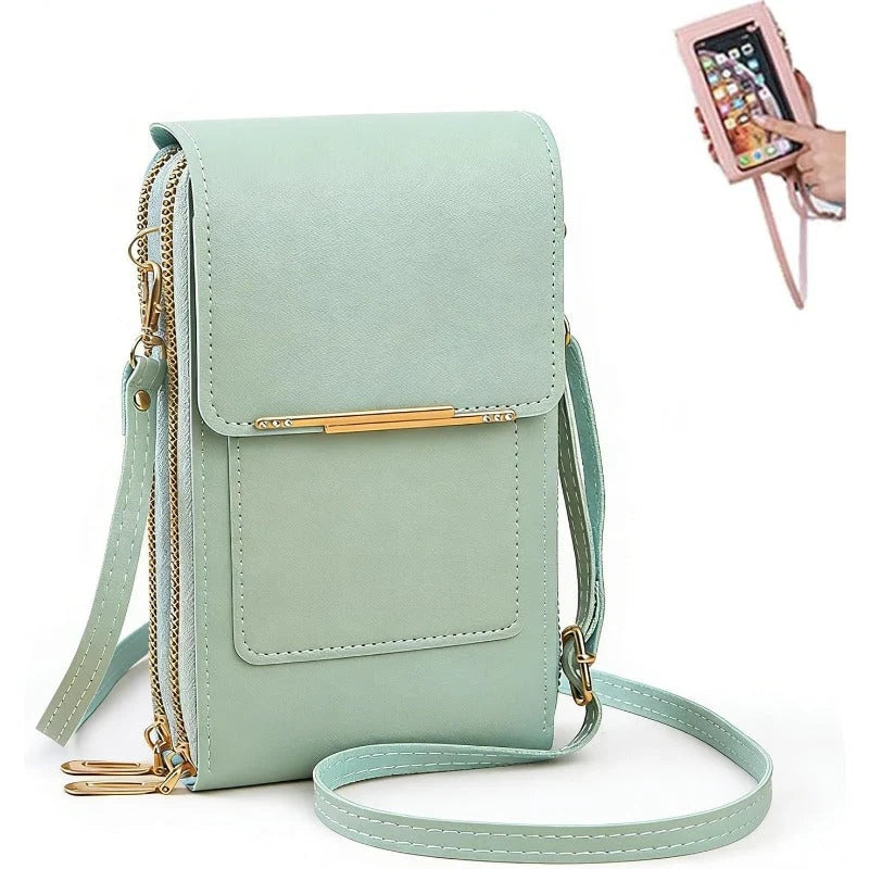 Crossbody Phone Bag RFID-Blocking Clear Touchscreen Window
