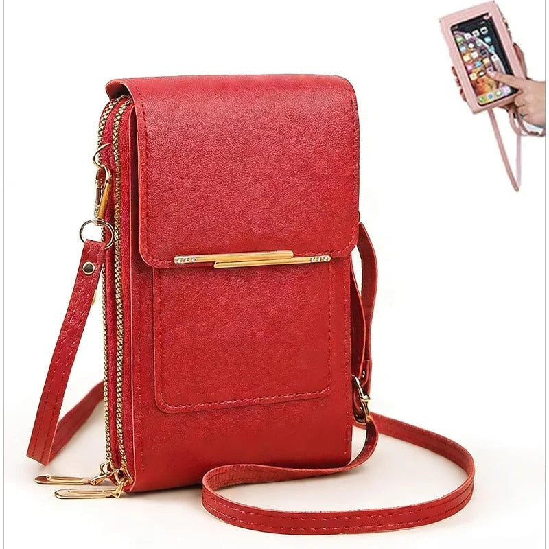 Crossbody Phone Bag RFID-Blocking Clear Touchscreen Window