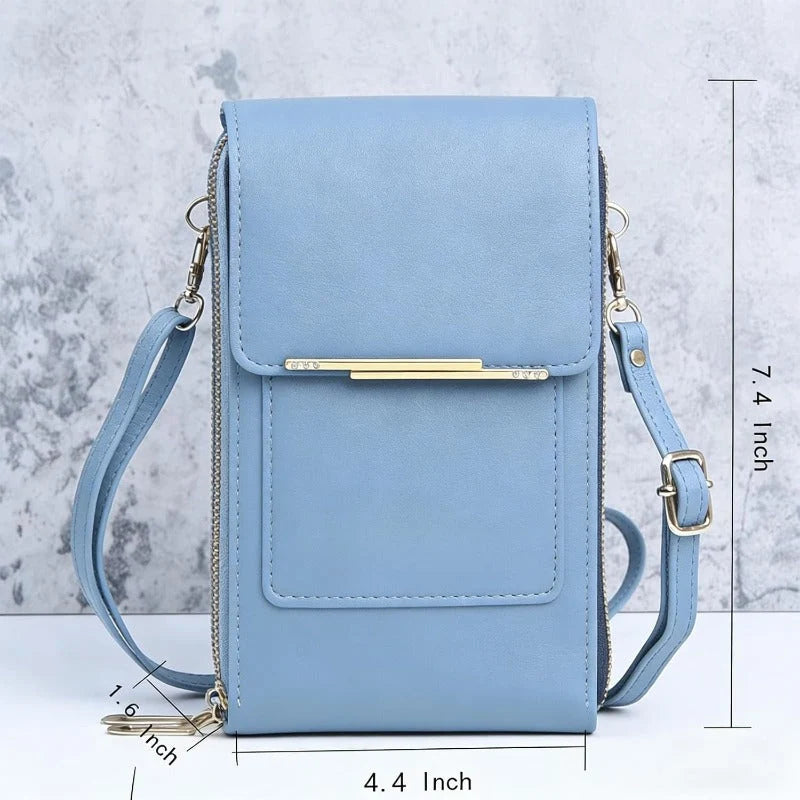Crossbody Phone Bag RFID-Blocking Clear Touchscreen Window