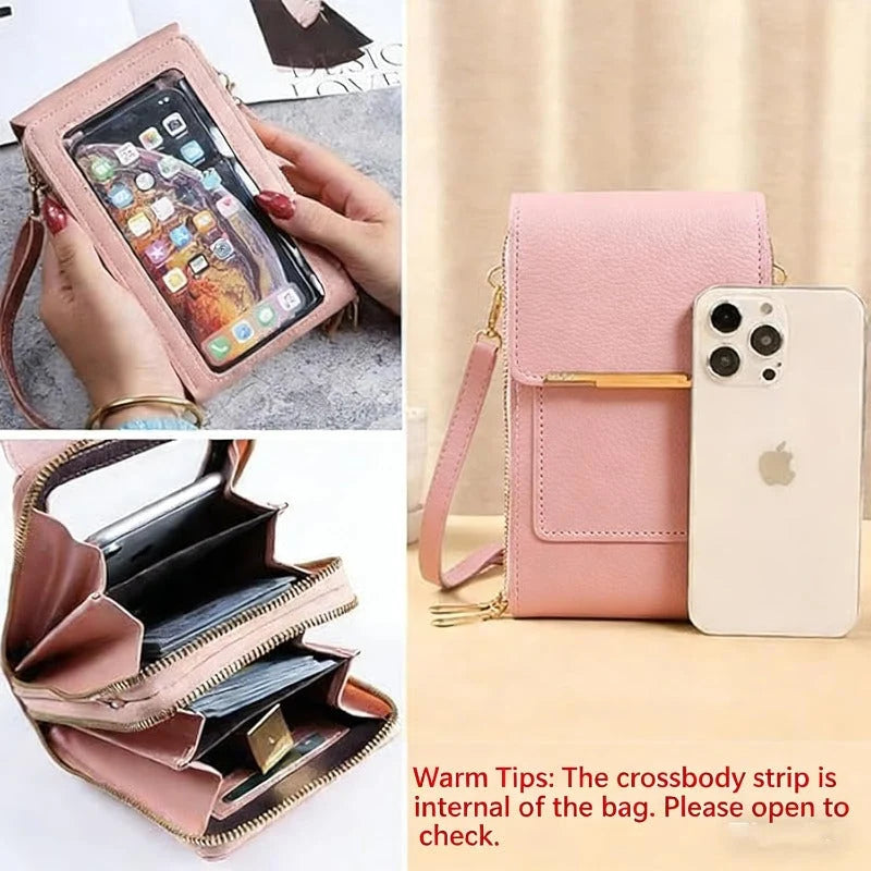 Crossbody Phone Bag RFID-Blocking Clear Touchscreen Window
